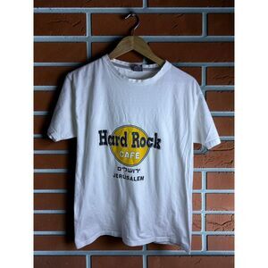 Hard Rock Cafe Jerusalem Graphic T Shirt Mens XL White Tourist Logo Tee Israel
